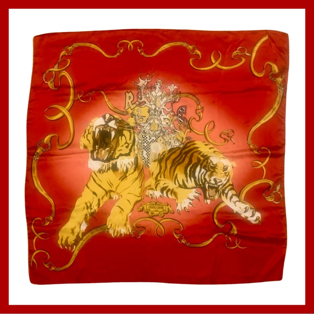 ROBERTO CAVALLI silk scarf 34"square NWOT